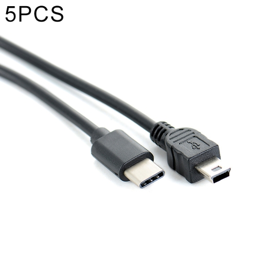 

5 PCS 30cm Type-C / USB-C to Mini 5 Pin USB OTG Phone Data Cable for Canon (Black)