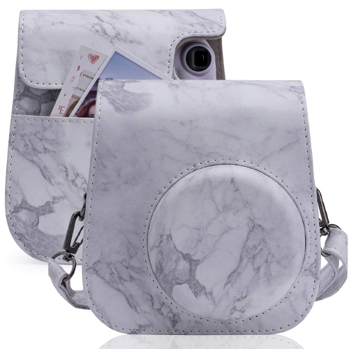 

For FUJIFILM instax mini 11 / 9 / 8 Marble Full Body Leather Case Camera Bag with Strap