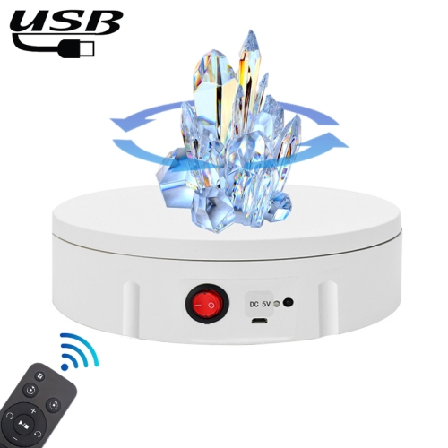 

22cm USB Charging Rotating Display Stand Video Shooting Props Turntable, Load: 10kg, No Battery(White)