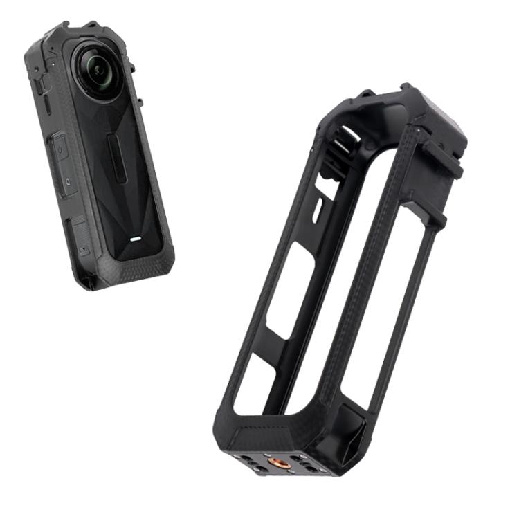 

For Insta360 X5 Cold Shoe Carbon Fiber Texture ABS Plastic Protective Frame (Black)