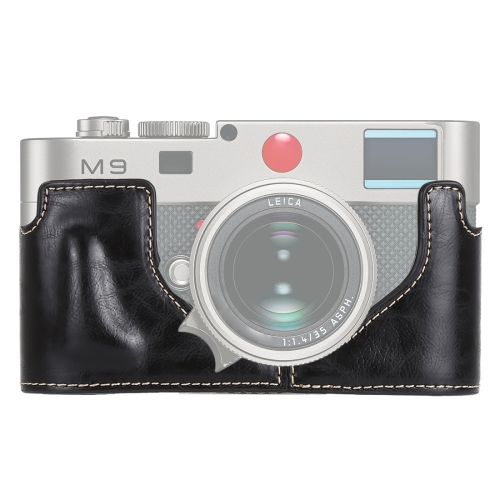 Camera Protective Case 1/4 inch Thread PU Leather Camera Half Case Base for Leica M10 Color : Black 