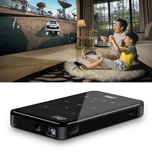 P09 Mini proiettore intelligente portatile 4K Ultra HD DLP con telecomando a infrarossi, Amlogic S905X 4-Core A53 fino a 1,5 GHz Android 6.0, 1 GB + 8 GB, supporto WiFi 2.4G / 5G, Bluetooth, scheda TF (nero)