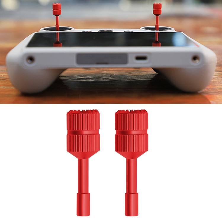 Aluminum Control Stick Thumb Grips For DJI Mini 3 Pro RC Remote Controller - Red, Detachable Joystick Covers