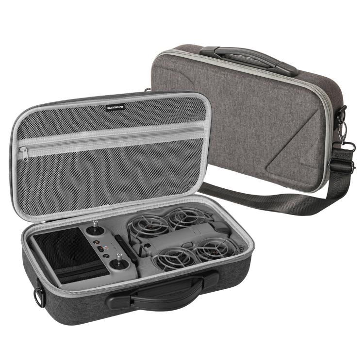 For DJI Neo 2 Sunnylife Portable Carrying Case Combo Shoulder Bag Protective Bag Hard Travel Case (Grey)