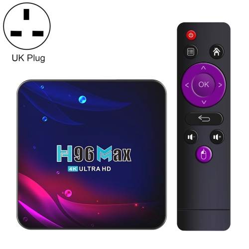 

H96 Max V11 4K Smart TV BOX Android 11.0 Media Player with Remote Control, RK3318 Quad-Core 64bit Cortex-A53, RAM: 4GB, ROM: 64GB, Support Dual Band WiFi, Bluetooth, Ethernet, UK Plug