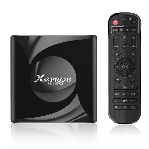 Caixa de TV inteligente X88 Pro 13 Android 13.0 com controle remoto, RK3528 Quad-Core, 4 GB + 128 GB (plugue da UE)