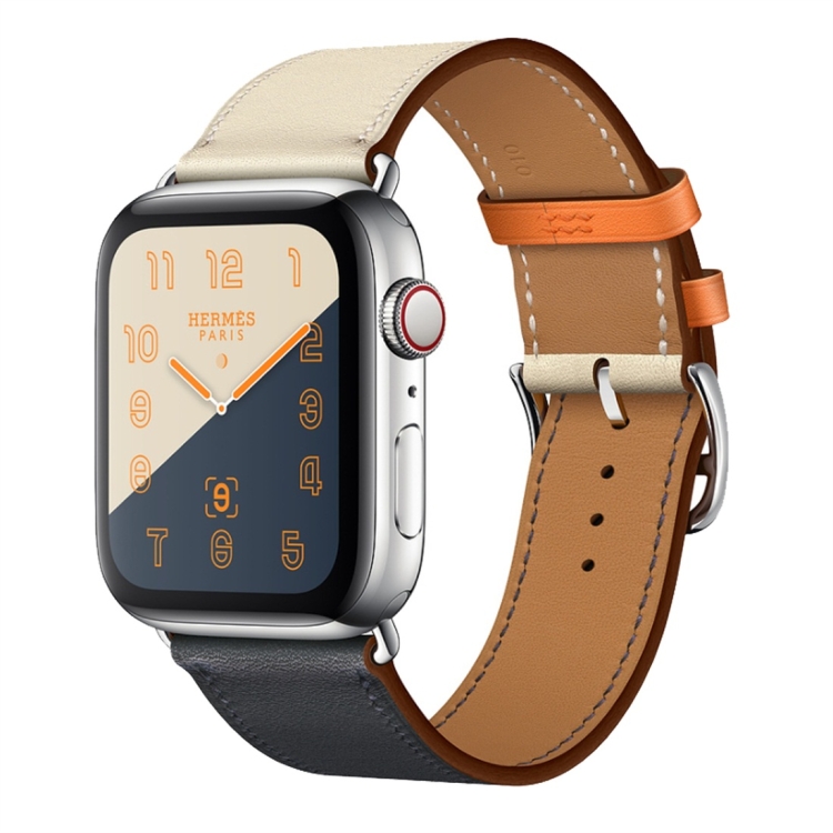 SUNSKY - Correa de reloj con correa de muñeca de cuero de un solo bucle de  dos colores para Apple Watch Series 3 y 2 y 1 42 mm, color: azul brillante  + rosa blanco + naranja
