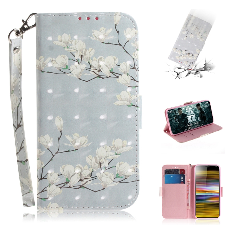 Étui Flipbook En Cuir PU Motif Fleurs Pourpre Et Crème Pour Sony Xperia E3 - Neuf Avec Poche Carte Et Fermeture Magnétique