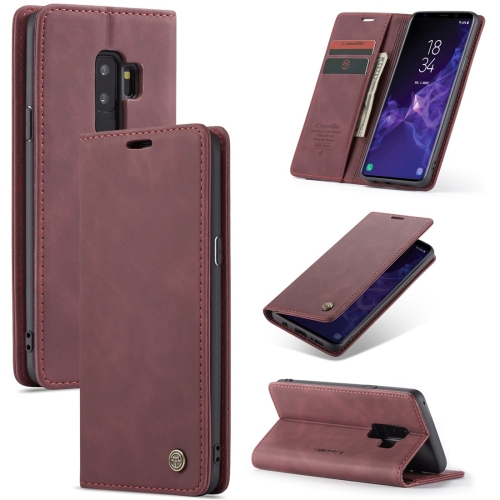 

CaseMe-013 Multifunctional Retro Frosted Horizontal Flip Leather Case with Card Slot & Holder & Wallet for Galaxy S9 Plus(Wine Red)