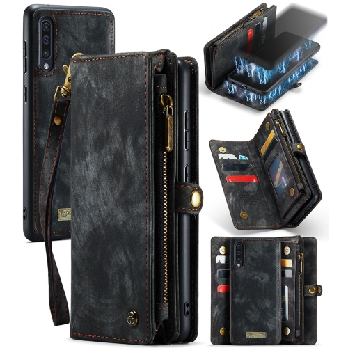 CaseMe-008 Detachable Multifunctional Horizontal Flip Leather Case with Card Slot & Holder & Zipper Wallet & Photo Frame for Galaxy A70(Black)