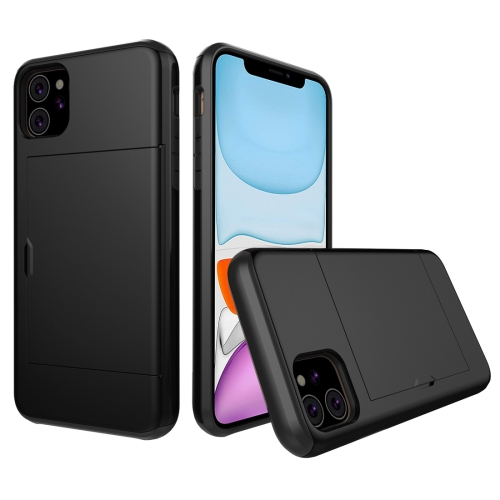 For iPhone 11 Shockproof Rugged Armor Protective Case with Card Slot (Black) for iphone 12 12 pro caseme 013 multifunctional retro frosted horizontal flip leather case with card slot