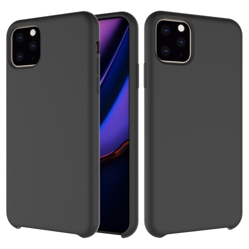 For iPhone 11 Pro Max Solid Color Liquid Silicone Shockproof Case (Black) for iphone 14 pro dual color magsafe tpu hybrid clear pc shockproof phone case purple