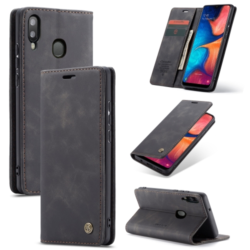 

CaseMe-013 Multi-functional Retro Frosted Horizontal Flip Leather Case with Card Slot & Holder & Wallet For Galaxy A20e(Black)