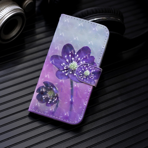 

3D Painting Pattern Coloured Drawing Horizontal Flip PU Leather Case with Holder & Card Slots & Wallet For Huawei Y6 2018(Purple Flower)
