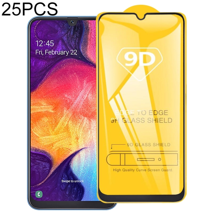 

25 PCS 9D Full Glue Full Screen Tempered Glass Film For Galaxy A20e