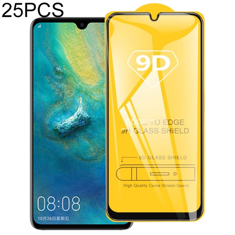 25 PCS 9D Full Glue Full Screen Tempered Glass Film For Huawei