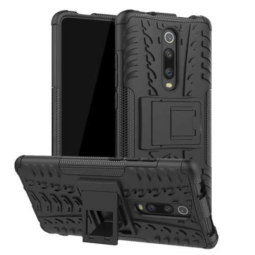 

Tire Texture TPU+PC Shockproof Protective Case with Holder for Xiaomi Mi 9T / 9T Pro / Redmi K20 / K20 Pro(Black)