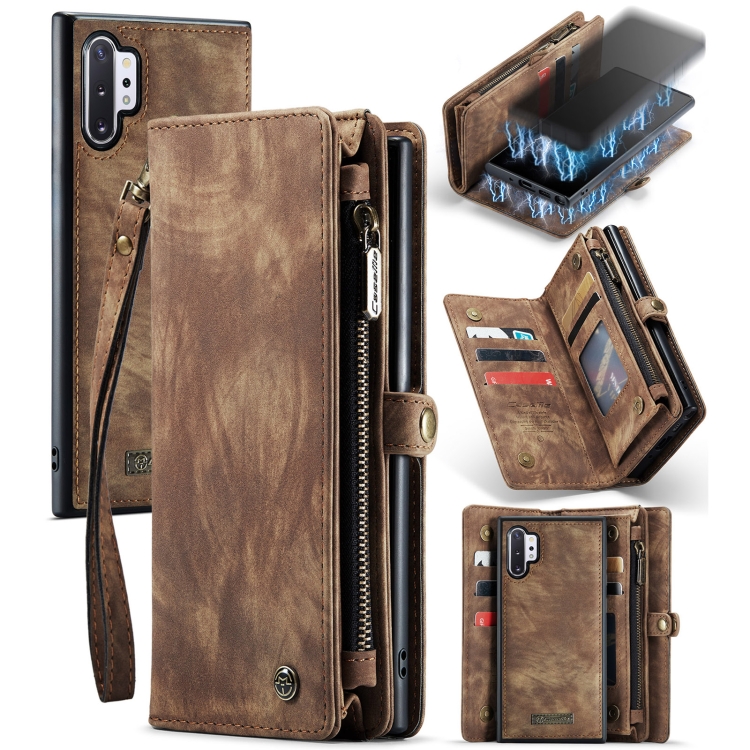 

For Samsung Galaxy Note10+ CaseMe-008 Detachable Multifunctional Flip Leather Phone Case(Brown)