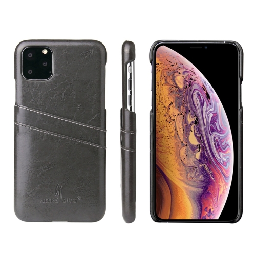

For iPhone 11 Fierre Shann Retro Oil Wax Texture PU Leather Case with Card Slots (Black)