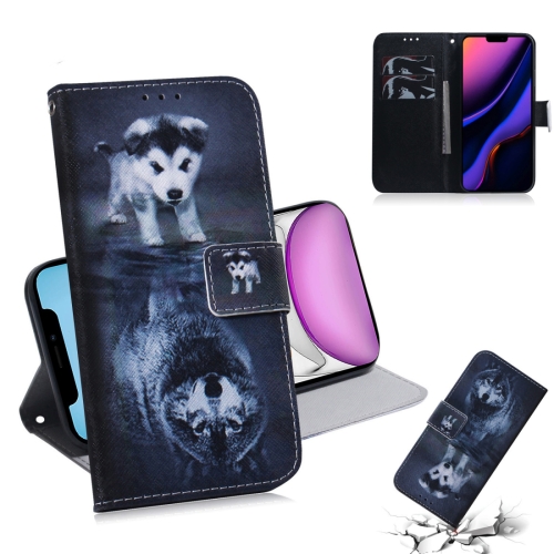 

For iPhone 11 3D Colored Drawing Horizontal Flip Leather Case, with Holder & Card Slot & Wallet (Wolf and Dog)
