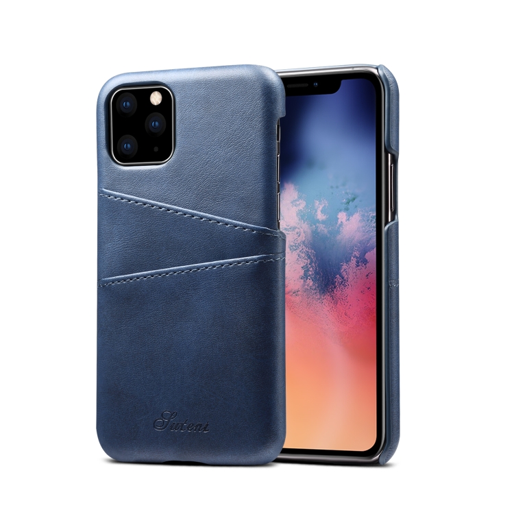 

Suteni Calf Texture Back Cover Protective Case with Card Slots for iPhone 11 Pro(Blue)