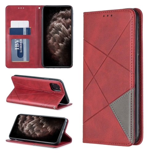 

Rhombus Texture Horizontal Flip Magnetic Leather Case with Holder & Card Slots & Wallet For iPhone 11 Pro Max(Red)