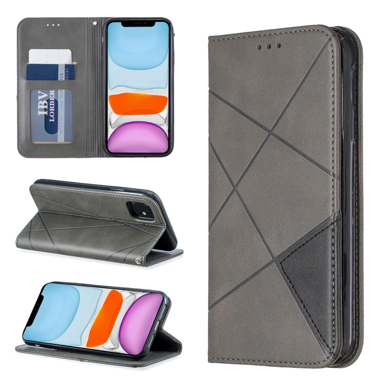 

Rhombus Texture Horizontal Flip Magnetic Leather Case with Holder & Card Slots & Wallet For iPhone 11(Grey)