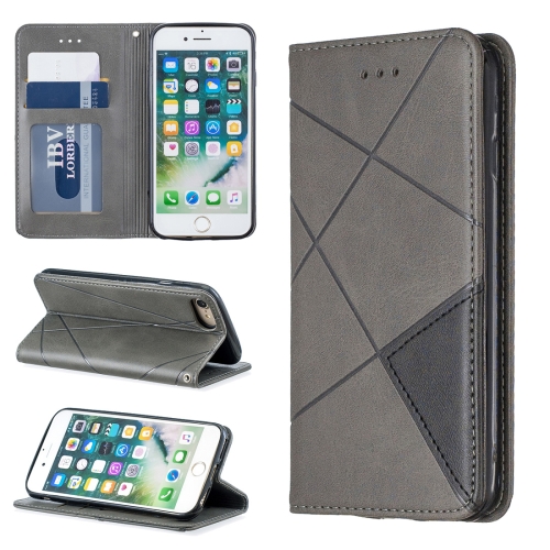 

Rhombus Texture Horizontal Flip Magnetic Leather Case with Holder & Card Slots & Wallet For iPhone SE 2020 & 8 & 7(Grey)