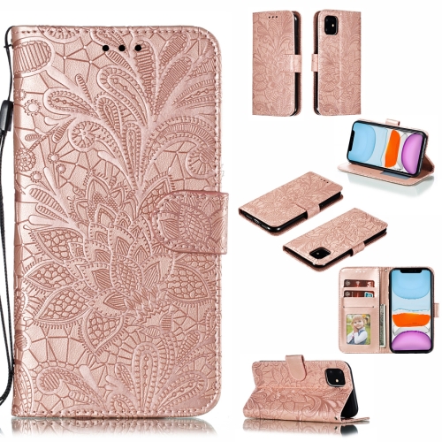 

Lace Flower Horizontal Flip Leather Case with Holder & Card Slots & Wallet for iPhone 11(Rose Gold)