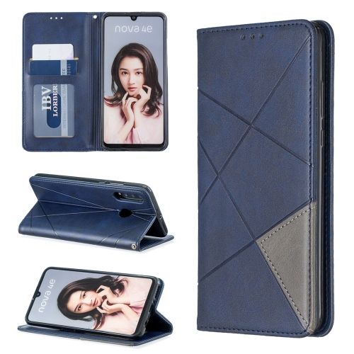 

Rhombus Texture Horizontal Flip Magnetic Leather Case with Holder & Card Slots For Huawei P30 lite / nova 4e(Blue)