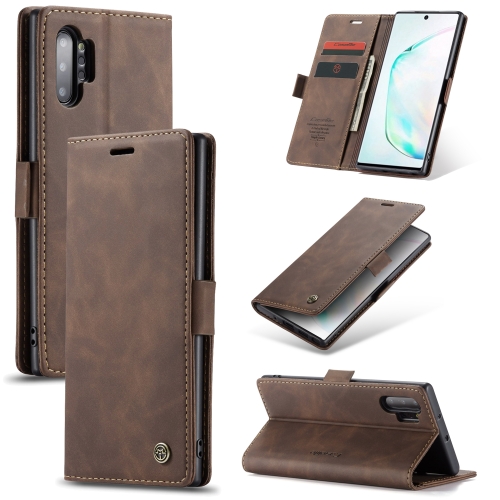 CaseMe-013 Multifunctional Horizontal Flip Leather Case with Card Slot & Holder & Wallet for Galaxy Note 10+(Coffee)