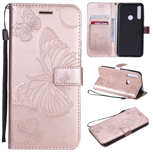 

Pressed Printing Butterfly Pattern Horizontal Flip PU Leather Case with Holder & Card Slots & Wallet & Lanyard For Huawei P Smart Z / Y9 Prime 2019(Rose Gold)