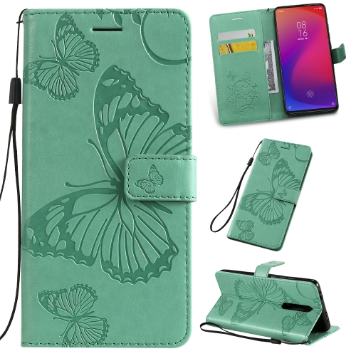 

Pressed Printing Butterfly Pattern Horizontal Flip PU Leather Case with Holder & Card Slots & Wallet & Lanyard For Xiaomi Mi 9T & Mi 9T Pro & Redmi K20 & K20 Pro(Green)