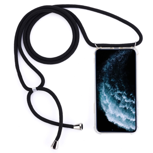 

Four-Corner Anti-Fall Trasparent TPU Mobile Phone Case With Lanyard for iPhone 11 Pro Max(Black)