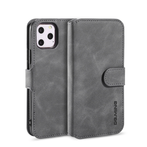 

DG.MING Retro Oil Side Horizontal Flip Case with Holder & Card Slots & Wallet for iPhone 11 Pro(Grey)