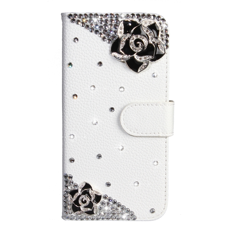 Rhinestone Pattern Horizontal Flip Leather Case with Holder Card