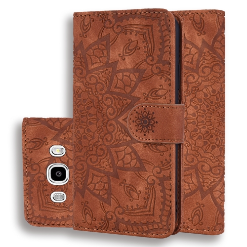 

Calf Pattern Double Folding Design Embossed Leather Case with Wallet & Holder & Card Slots for Galaxy J5 (2016) / J510(Brown)