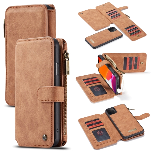 

CaseMe-007 Detachable Multifunctional Horizontal Flip Leather Case with Card Slot & Holder & Zipper Wallet & Photo Frame For iPhone 11 Pro(Brown)