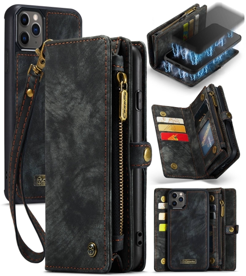 

CaseMe-008 Detachable Multifunctional Horizontal Flip Leather Case with Card Slot & Holder & Zipper Wallet & Photo Frame For iPhone 11 Pro(Black)
