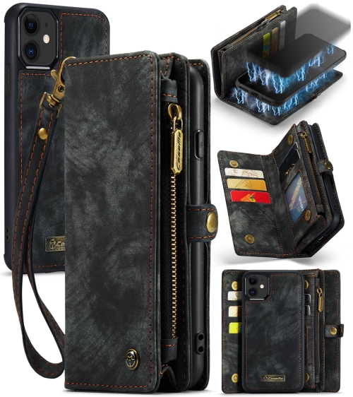 

For iPhone 11 CaseMe-008 Detachable Multifunctional Horizontal Flip Leather Case with Card Slot & Holder & Zipper Wallet & Photo Frame (Black)