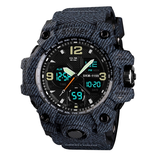 

SKMEI 1155B Multifunctional Men Outdoor Sports Noctilucent Waterproof Large Dial Wrist Watch(Denim Black)