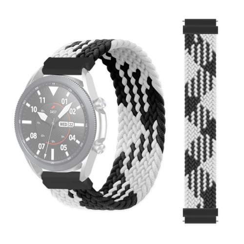 

22mm Universal Nylon Weave Replacement Strap Watchband (Black White)