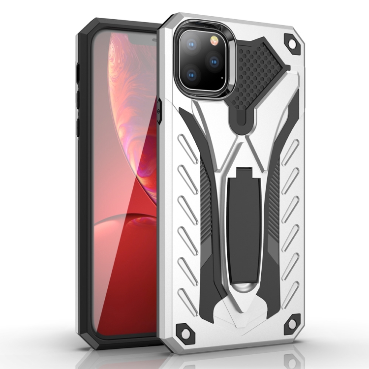 

For iPhone 11 Shockproof TPU + PC Protective Case with Holder(Silver)