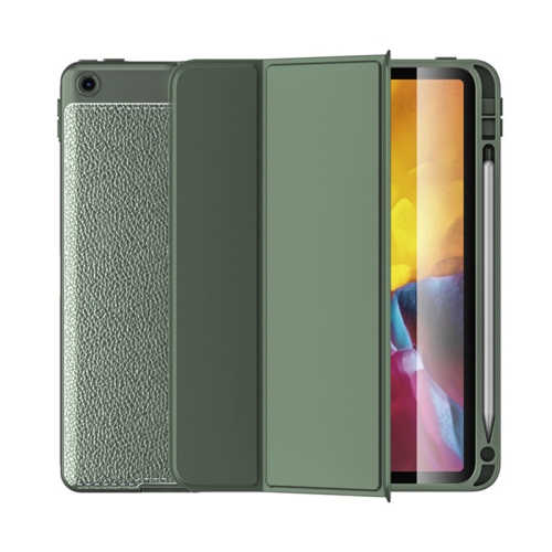 

Lychee Peel Texture Horizontal Deformation Flip TPU Leather Case with Three-folding Holder & Sleep / Wake-up Function For iPad 10.2 2021 / 2020 / 2019 (2020)(Green)