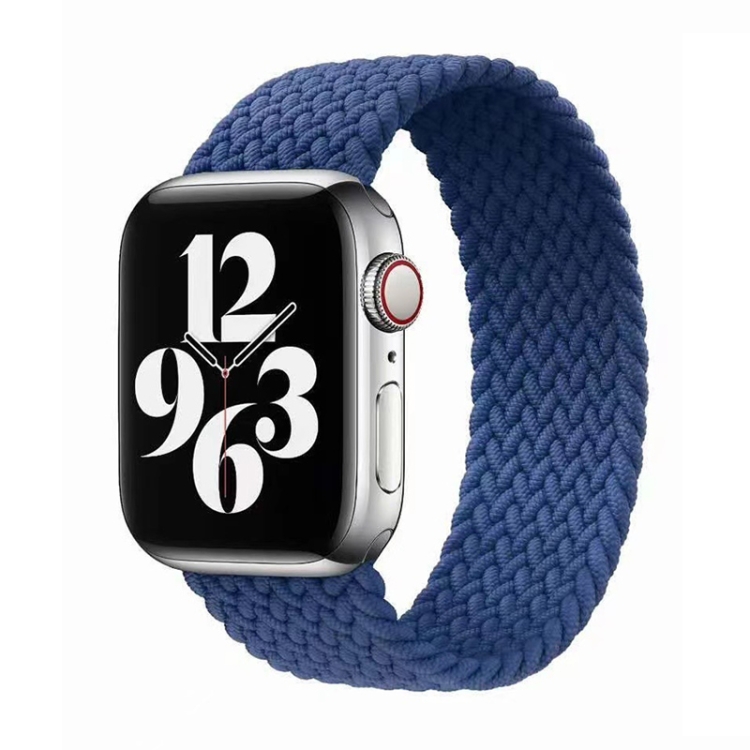 SUNSKY - Single-turn nylon geweven horlogeband voor Apple Watch Series 6 \u0026  SE \u0026 5 \u0026 4 44 mm / 3 \u0026 2 \u0026 1 42 mm, maat: L (blauw)