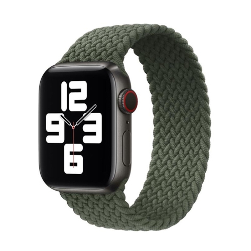 

Nylon Single-turn Braided Watch Band For Apple Watch Series 9&8&7 41mm / SE 3&SE 2&6&SE&5&4 40mm / 3&2&1 38mm, Length:S 130mm(Olive Green)