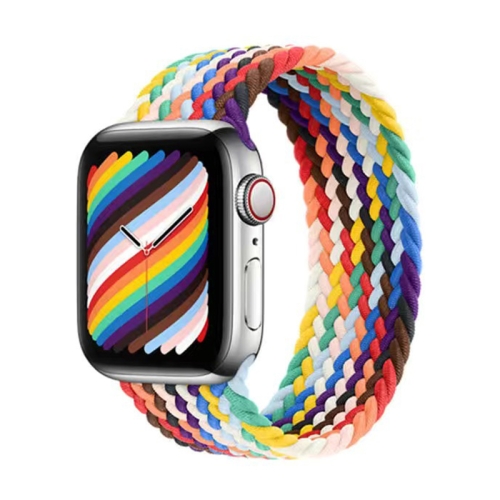 

Nylon Single-turn Braided Watch Band For Apple Watch Series 7 41mm / 6 & SE & 5 & 4 40mm / 3 & 2 & 1 38mm, Length:M 145mm(Rainbow Color)