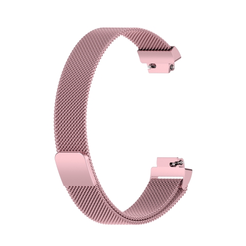 

For Fitbit Inspire 2 Milanese Watch Band, Size:S(Rose Pink)