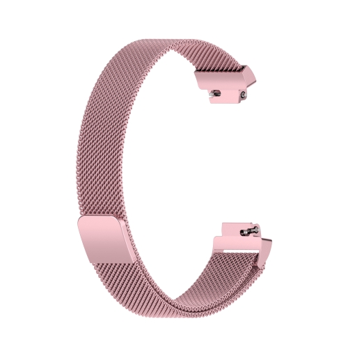 

For Fitbit Inspire 2 Milanese Replacement Wrist Strap Watchband, Size:L(Rose Pink)