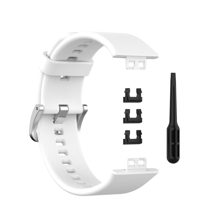 

For Huawei Watch Fit Silicone Watch Band with Stainless Steel Buckle(White)